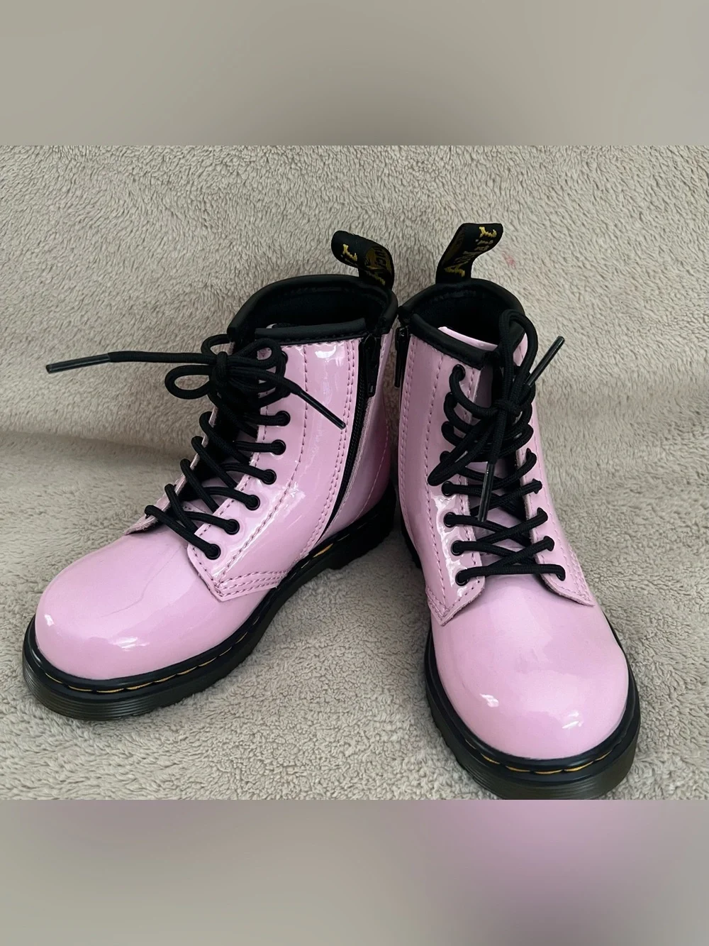 NWB Dr. Martens Toddler Girl Pink Patent Lace-Up Combat Boots